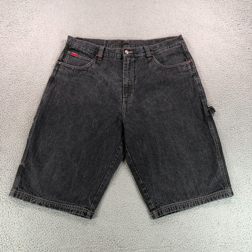 VTG Fubu Platinum Shorts Mens 40 Black Faded Baggy Wide Carpenter Skater Jorts